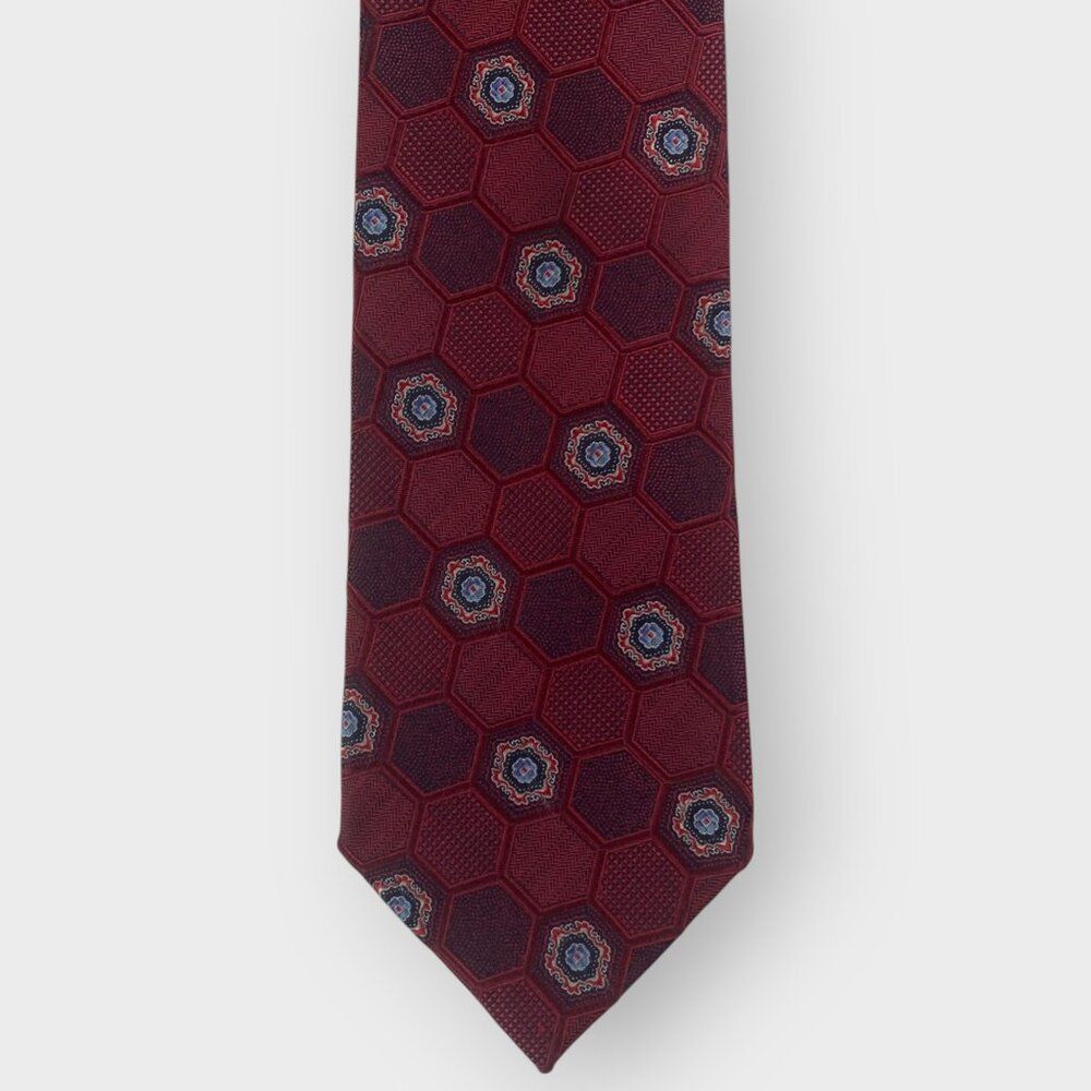 Ermenegildo Zegna Silk Tie | Red Geometric | Silk | Long | Italy